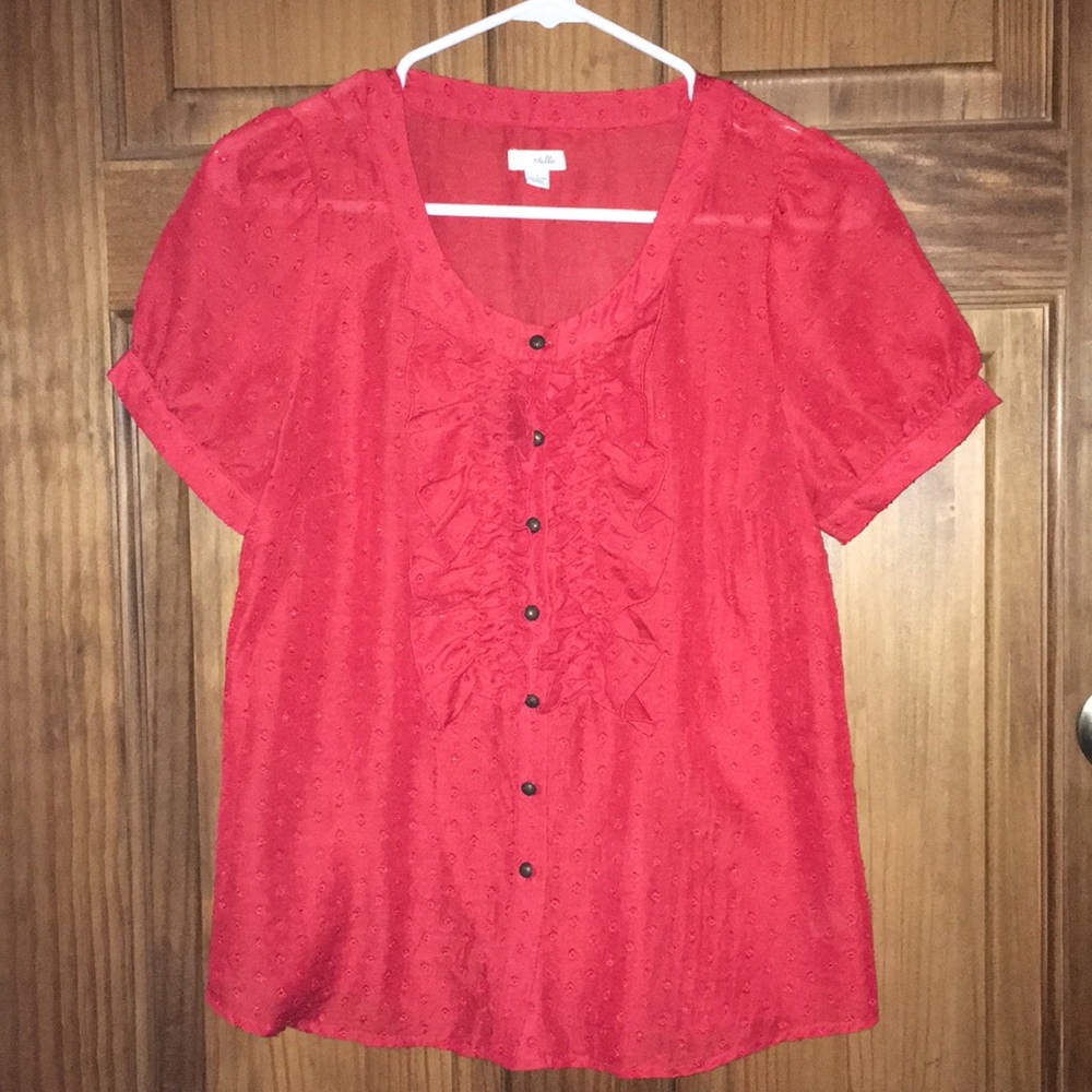 Red Anthropologie Blouse